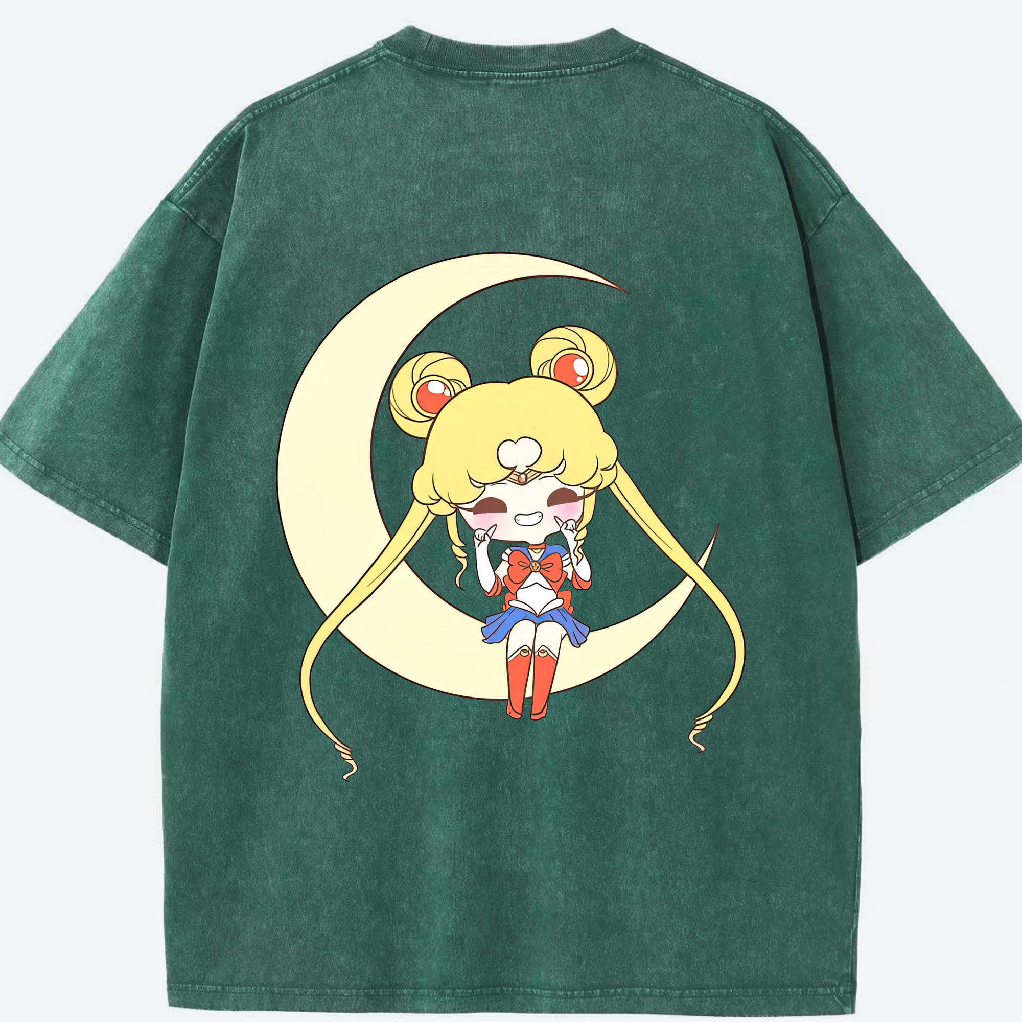 （画像用） 美少女戦士セーラームーン 月野 うさぎ つきの うさぎ Sailor Moon Tsukino Usagi 綿100% ヴィンテージ風 半袖Tシャツ（背面プリント）